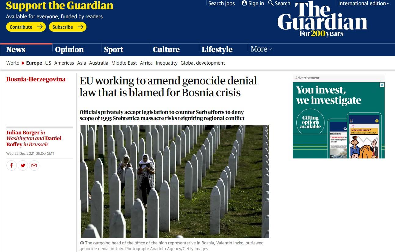 Britanski Guardian: Zvaničnici EU rade na ispravljanju "Inckovog zakona" kako bi smirili potencijalni sukob