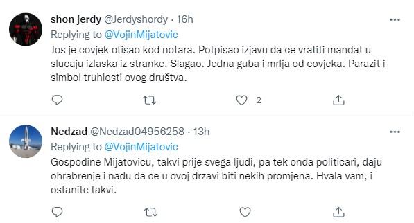 Odgovori na post Vojina Mijatovića na Twitteru - Avaz