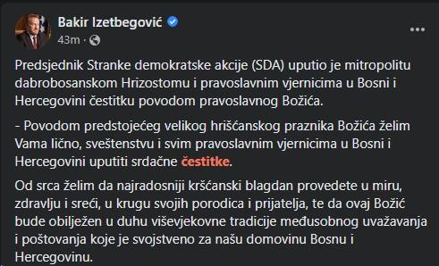 Čestitka Bakira Izetbegovića - Avaz