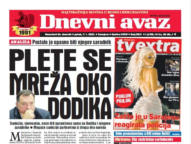 Danas u "Dnevnom avazu" čitajte: Plete se mreža oko Dodika