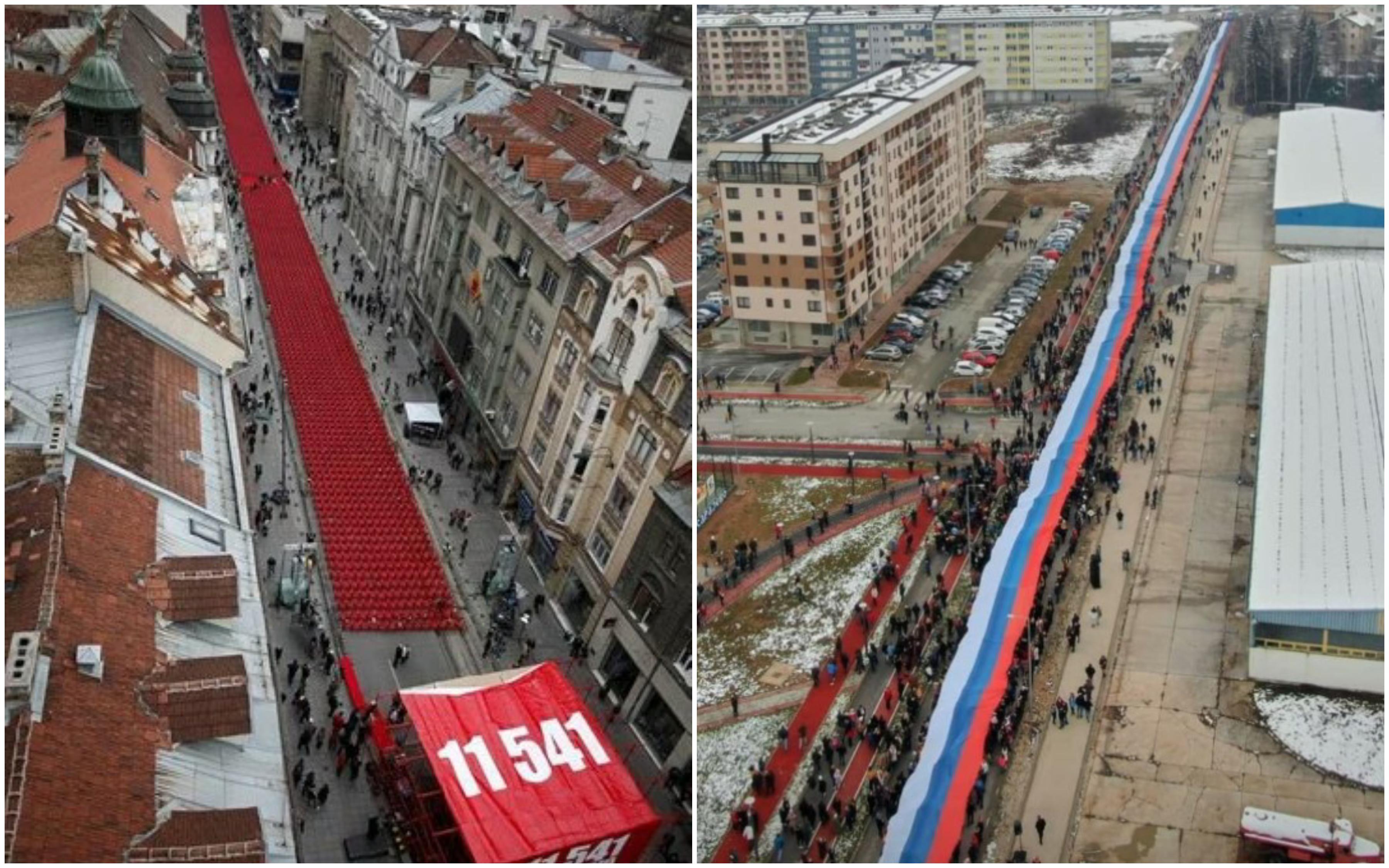 Dvije fotografije: Crvena linija i trobojka
