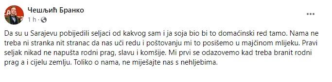 Komentar Branka Češljića - Avaz