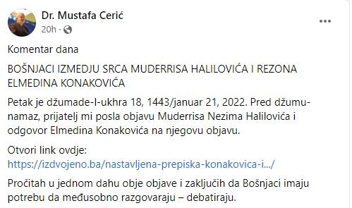 Komentar Mustafe Cerića - Avaz