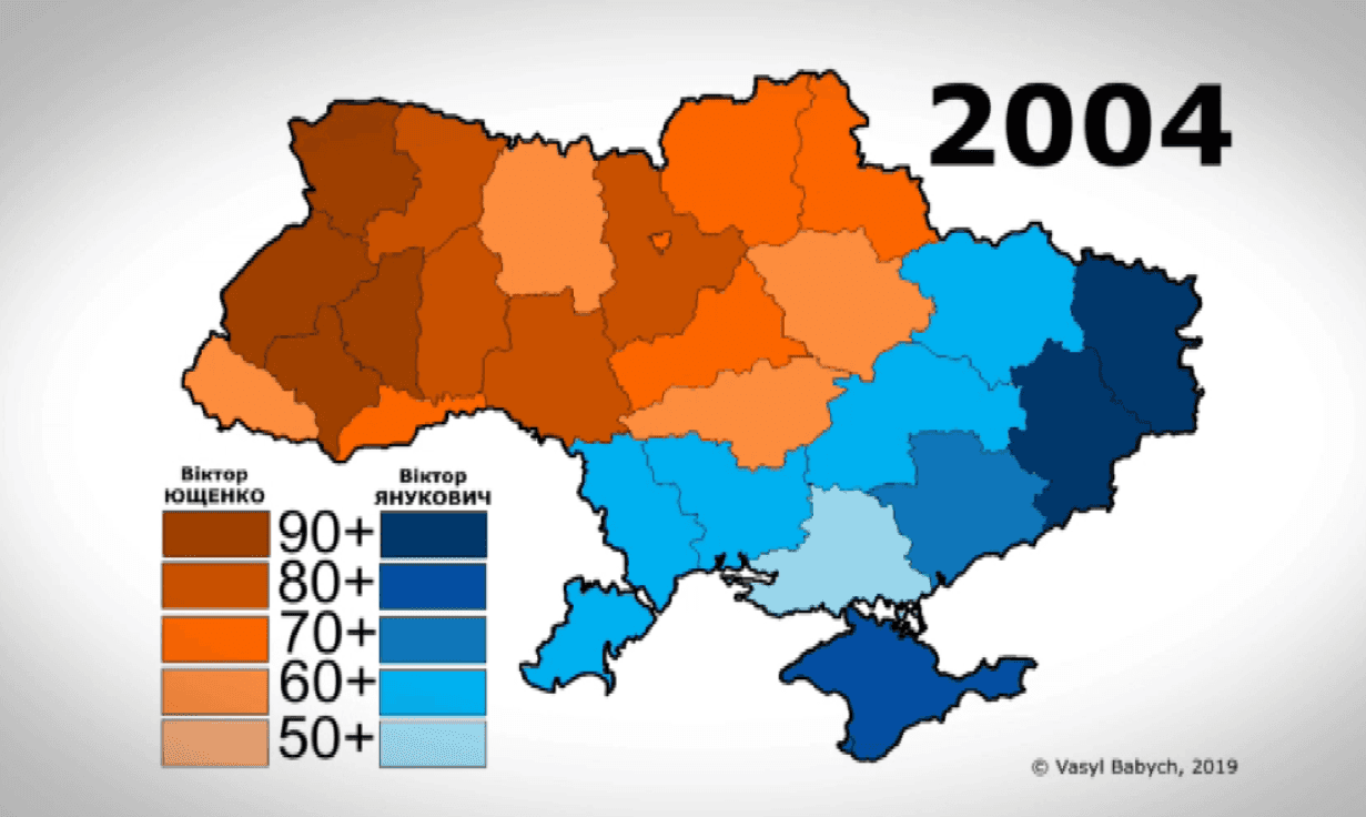 Karta iz 2004. godine nakon izbora najbolje govori o podijeljenosti države - Avaz