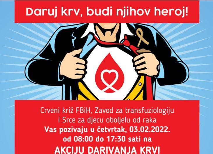 Udruženje Srce za djecu oboljelu od raka organizira akciju "Daruj krv, budi opet njihov heroj"