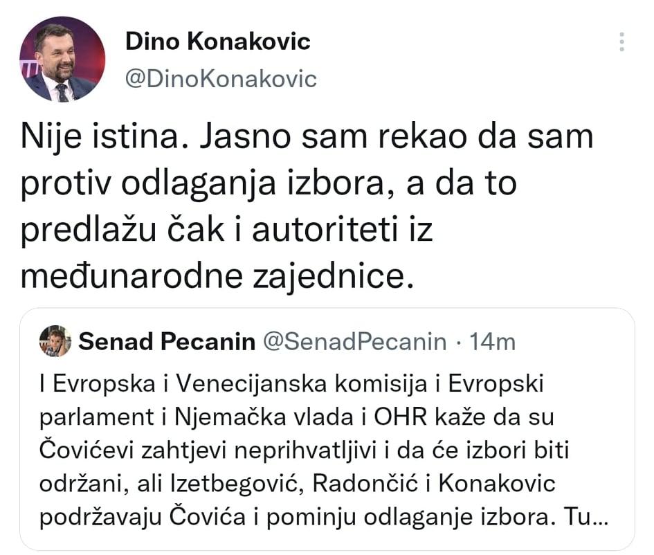 Tvit Elmedina Konaković - Avaz