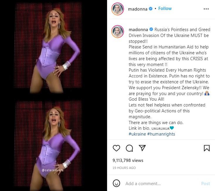 Objava Madone na Instagramu - Avaz