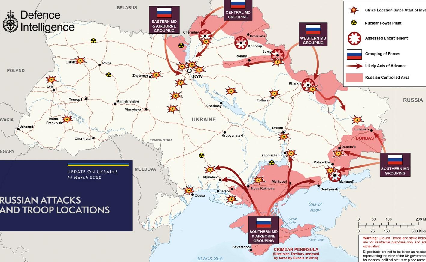Velika Britanija objavila novu mapu ruskih napada na Ukrajinu