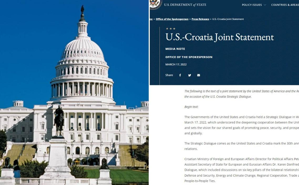 State departmenta jučer je objavio zajedničku izjavu Sjedinjenih Američkih Država i Hrvatske - Avaz