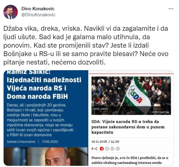 Tvit Elmedina Konakovića - Avaz