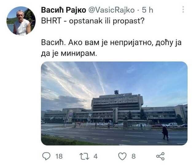 Objava Vasića na Twitteru - Avaz