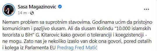 Objava Magazinovića na Facebooku - Avaz