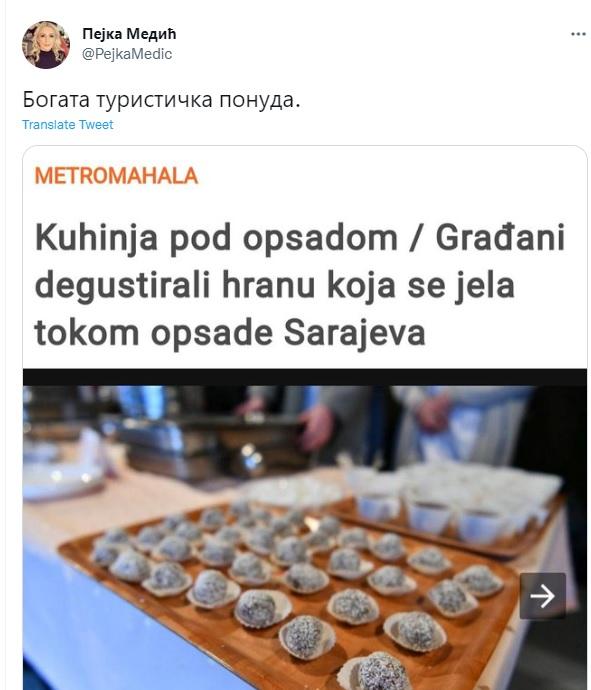 Skandalozan tvit Pejke Medić - Avaz