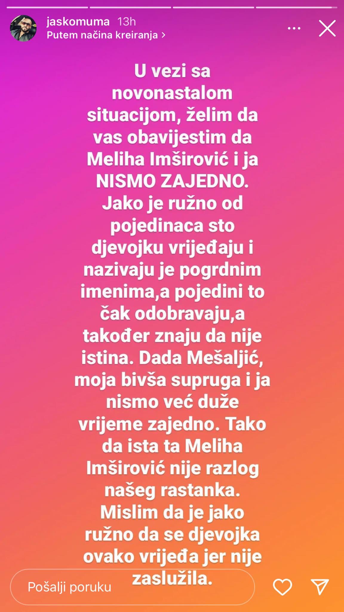 Objava Jasmina Mumića na Instagramu - Avaz