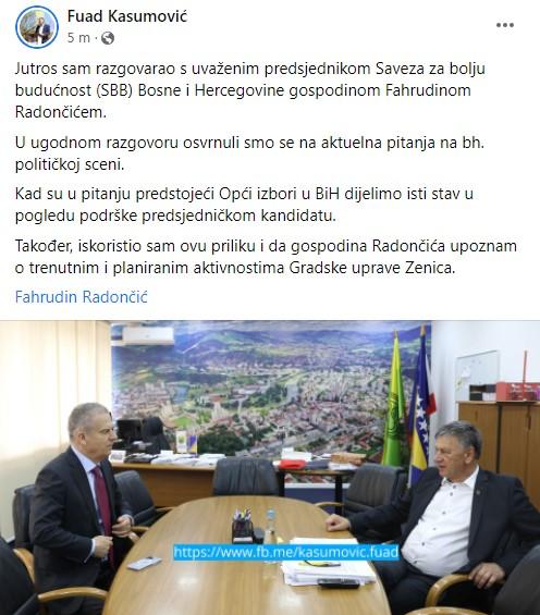 Objava Kasumovića na Facebooku - Avaz