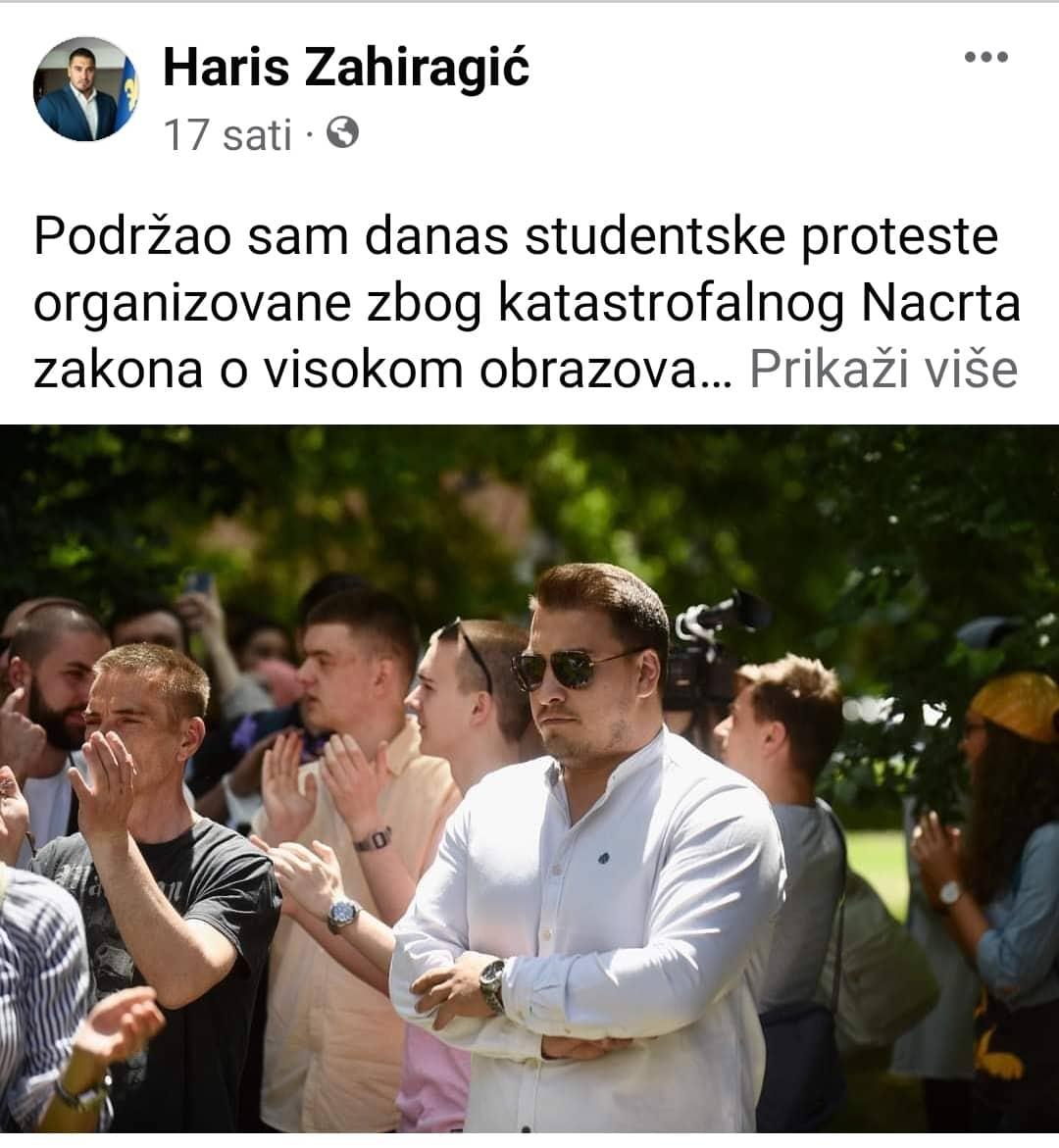 Haris Zahiragić na studentskim protestima - Avaz