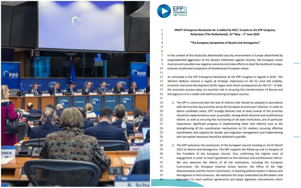 Nije prošao prijedlog HDZ-a: EPP u rezoluciji o BiH izbacio termin "legitimno predstavljanje"