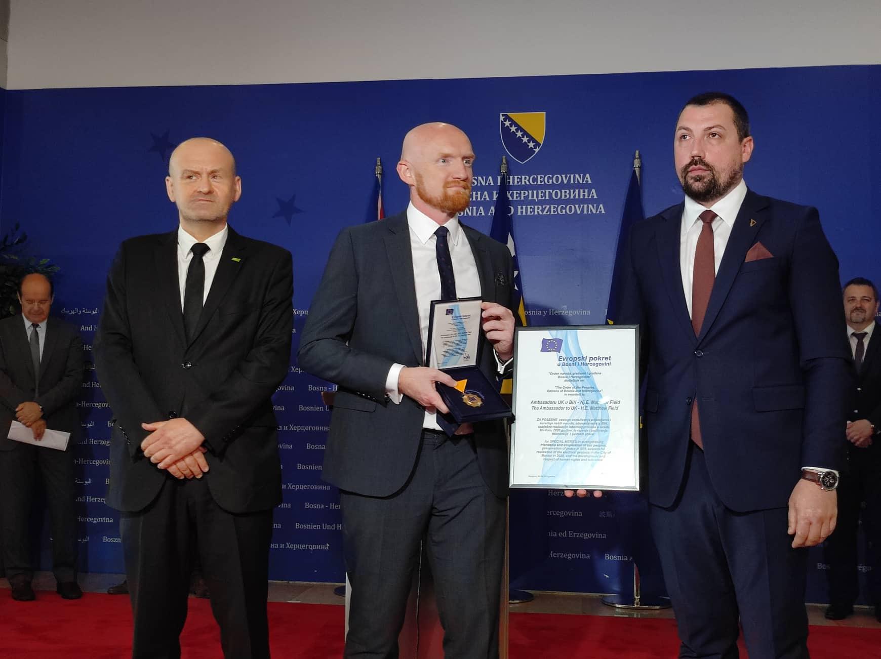 Ambasador Fild nakon što je primio "Orden naroda BiH": Bila mi je čast predstavljati moju zemlju