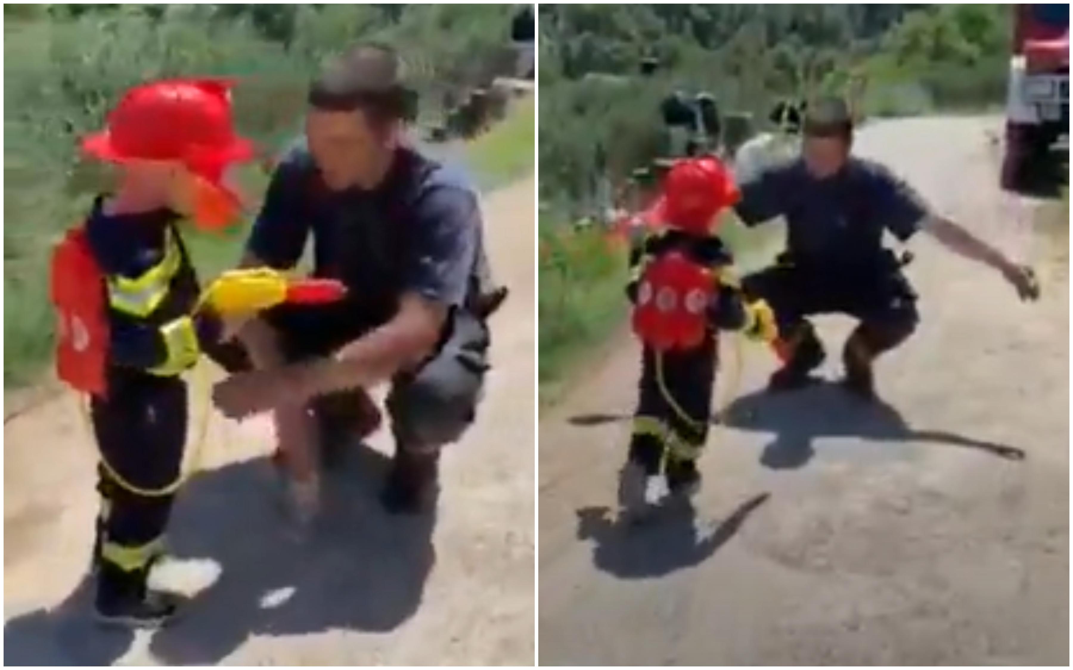 Snimak koji je sve raznježnio: Mališan odlučio pomoći tati vatrogascu