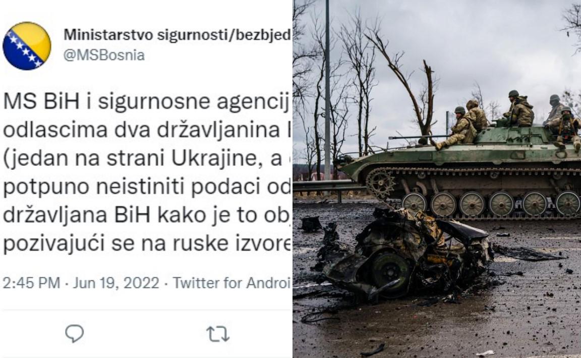 Ministarstvo sigurnosti BiH: Dva bh. državljana su na ratištu u Ukrajini