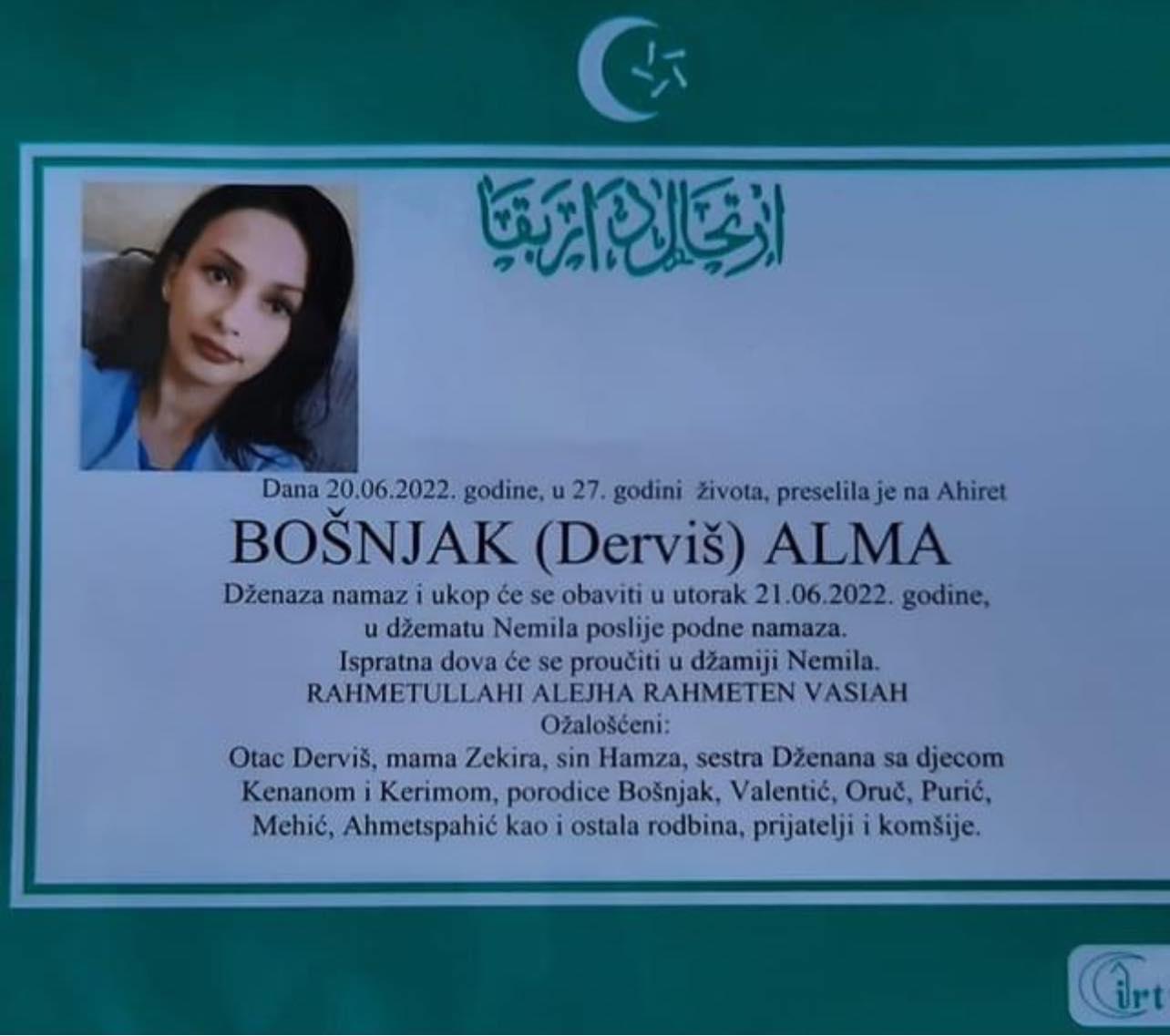 Preminula Alma Bošnjak - Avaz