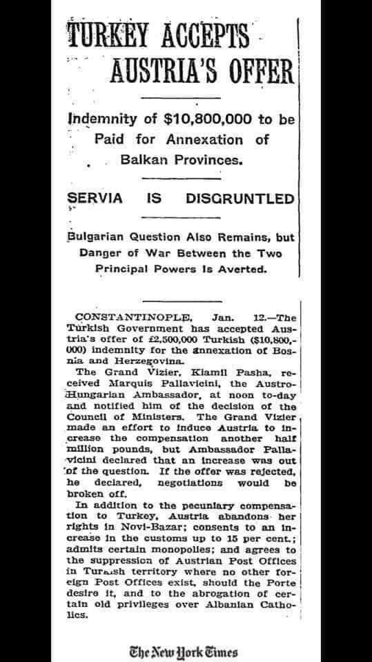 Turska svojevremeno prihvatila ponudu Austro-ugarske - Avaz