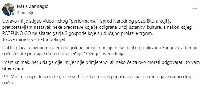 Objava Zahiragića na Facebooku - Avaz