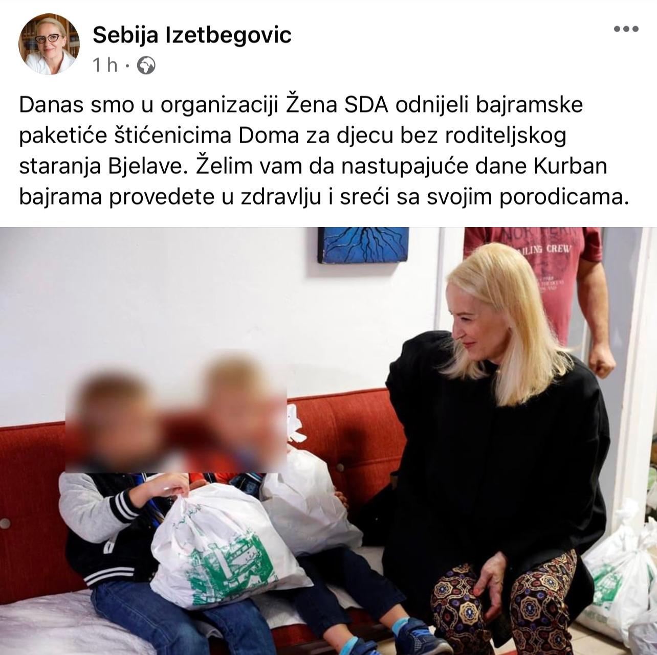 Objava Sebije Izetbegović na Facebooku - Avaz