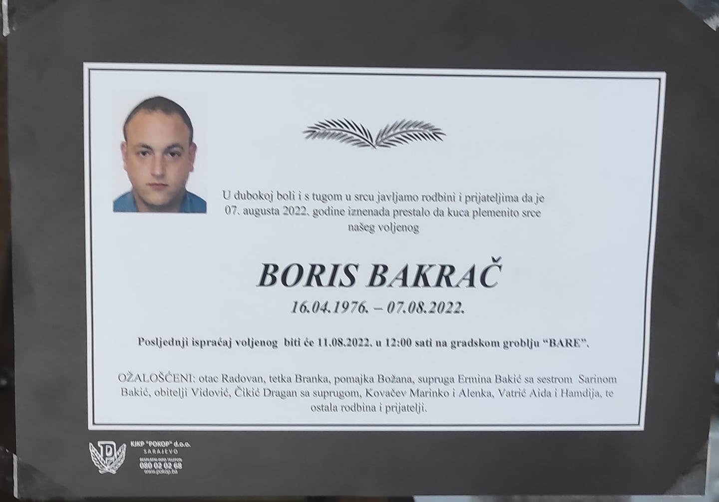Boris Bakrač preminuo u nedjelju, posljednji ispraćaj će mu biti sutra na Barama