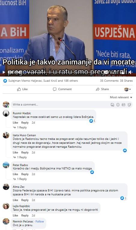 Komentar Nermina Pećanca na Facebooku na objavu Fahrudina Radončića - Avaz