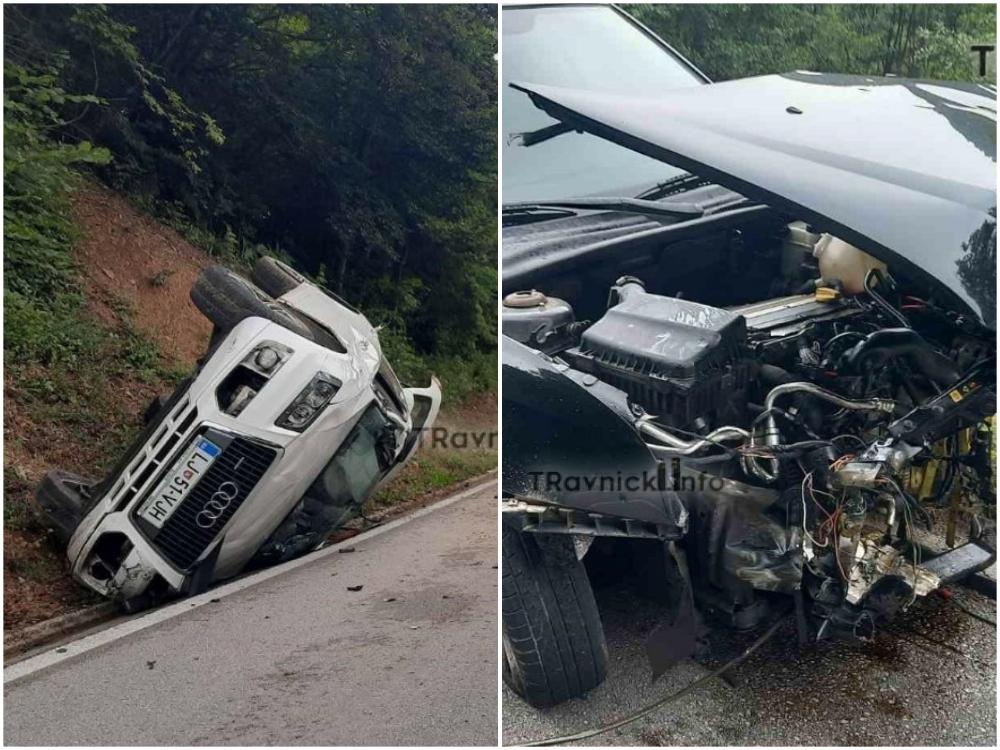 Stravična nesreća kod Travnika: Jedno vozilo na krovu, drugo uništeno
