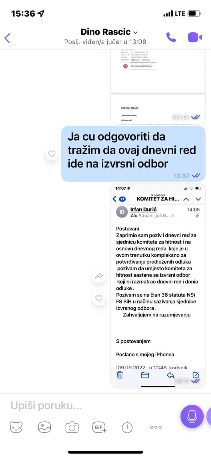 Prepiska Durića sa Dinom Raščićem - Avaz