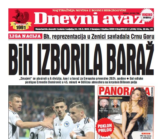 U dvobroju "Dnevnog avaza" čitajte: BiH izborila baraž