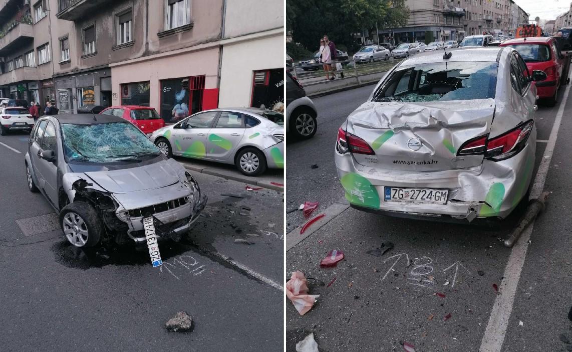 Krš i lom u centru Zagreba: Jedna osoba povrijeđena, dijelovi auta rasuti po cijeloj cesti
