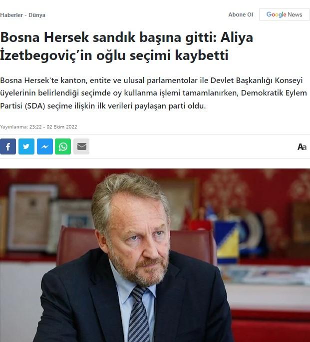 Turski mediji o izborima u BiH - Avaz