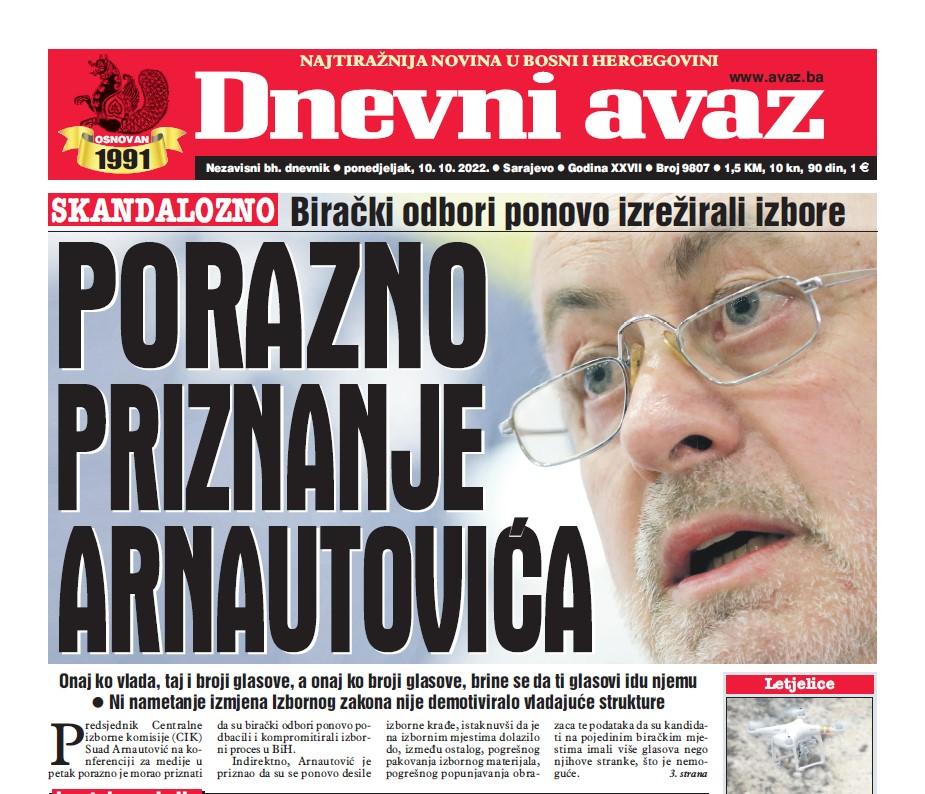 Danas u "Dnevnom avazu" čitajte: Porazno priznanje Arnautovića