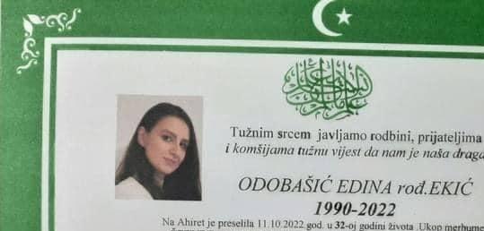 Poznat termin dženaze Edini Odobašić, koju je u Bihaću zadavio muž Enes