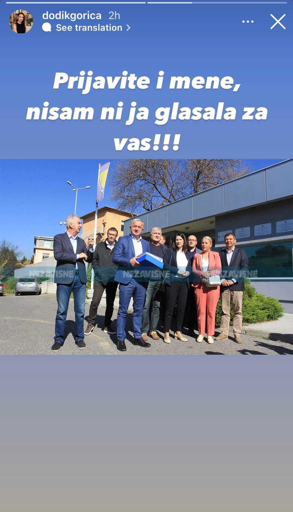 Objava Gorice Dodik na Instagramu - Avaz