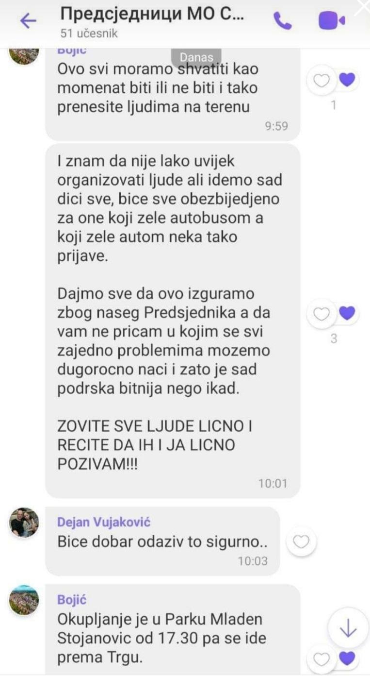 Navodna prepiska između SNSD članova koju je objavio Vukanović - Avaz
