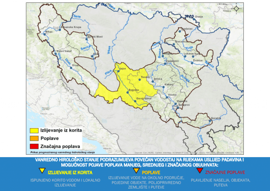Hidrološka prognoza: Značajniji porast vodostaja moguć u gornjem toku Vrbasa i Lašve