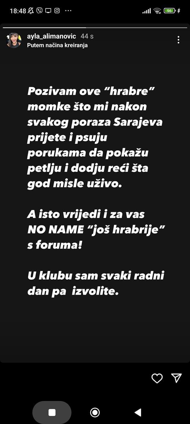 Poruka Ajle Alimanović navijačima Sarajeva - Avaz