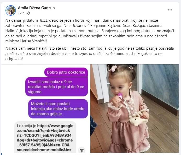 Facebook status Amile Gadžun - Avaz