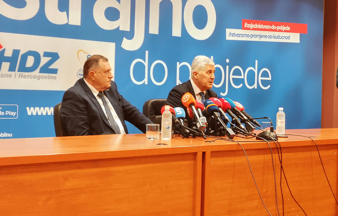 Dodik i Čović tokom današnjeg obraćanja medijima - Avaz