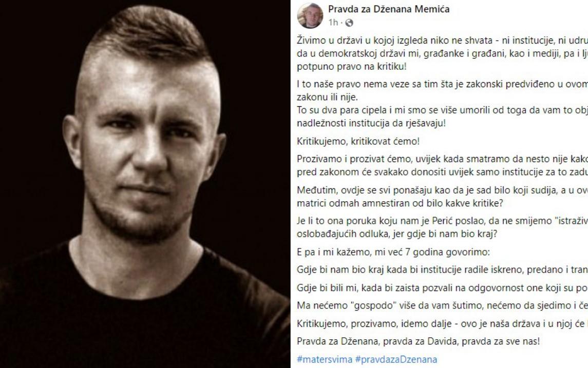 "Pravda za Dženana" povodom saopćenja Udruženja tužilaca i sudija: Ma nećemo "gospodo" više da vam šutimo
