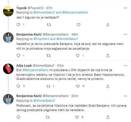 Komentari gradonačelnice Karić i korisnika Twittera - Avaz