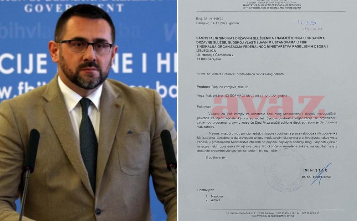 Ministar Edin Ramić (SDA) odbio ustupiti prostorije Ministarstva za podjelu novogodišnjih paketića
