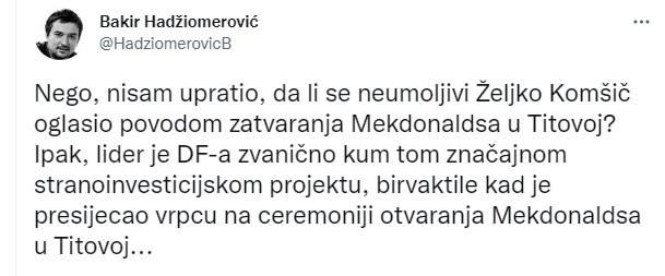 Komentar Bakira Hadžiomerovića - Avaz
