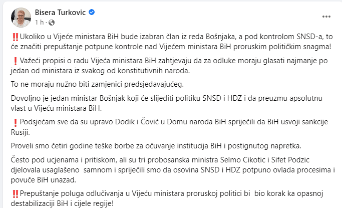 Objava ministrice vanjskih poslova BiH - Avaz