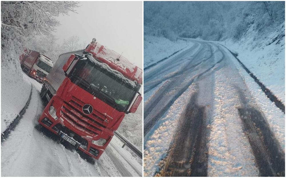 Kamioni zapeli u snijegu, automobili se jedva probijaju: Pogledajte kakva je situacija na Majevici, Karauli i Rogoju
