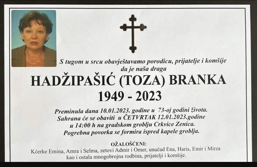Hadžipašić preminula jučer - Avaz